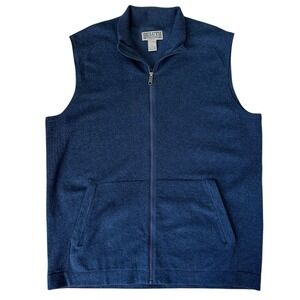 Duluth Trading Co Sweater Vest Men's Large Full Zip Navy Blue‎ All Day Comfort